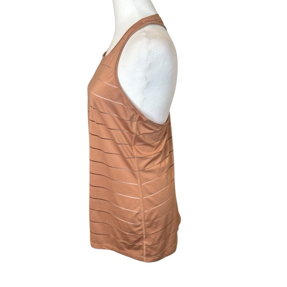 ATHLETA Stripe Mesh Tan Chi Tank Top Size Medium Workout Fitness Gym Athletic - Picture 3 of 9